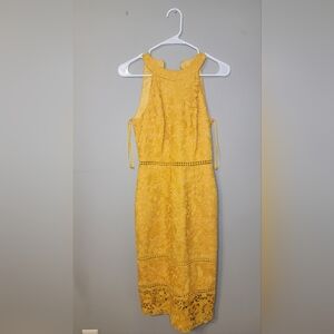 ANTONIO MELANI Women's Yellow Full Lace Midi Pencil Dress Size 0